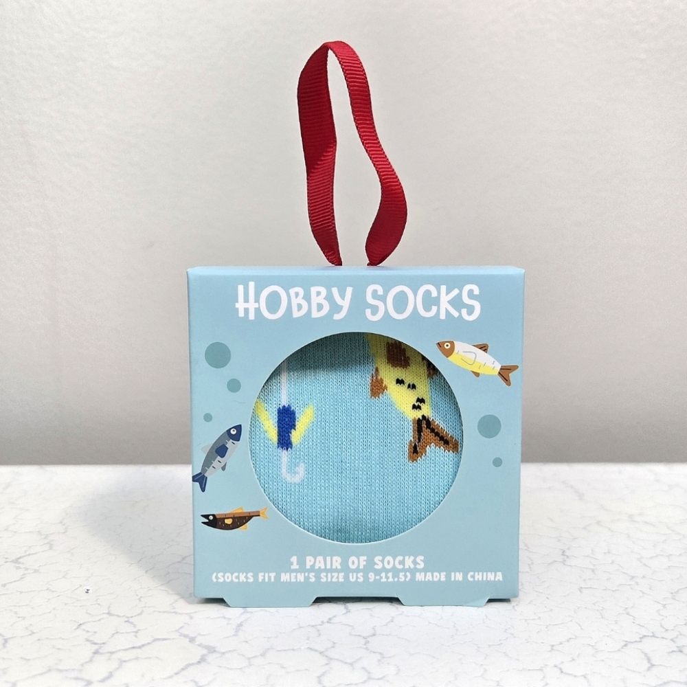 🆓️ W/ $55 Purchase! 🎣Paladone Blue Novelty Lucky Fishing Socks, OS ~ NWT